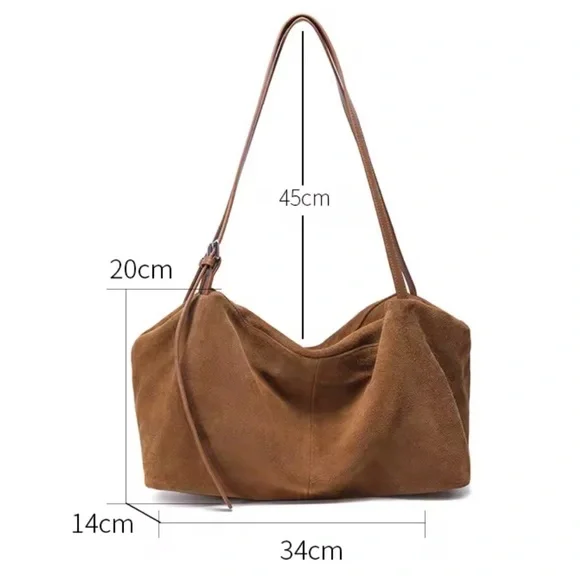 NWOT REVOLVE Dual Straps Suede Shoulder Bag in Brown - Picture 3 of 10